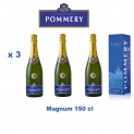 Carton de 3 Magnums Champagnes Pommery brut Royal Accueil